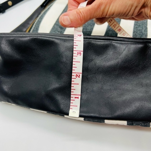 SKAGEN BEAUTIFUL LEATHER AND COTTON BLACK AND WHITE STRIPED BACKPACK - Picture 9 of 16